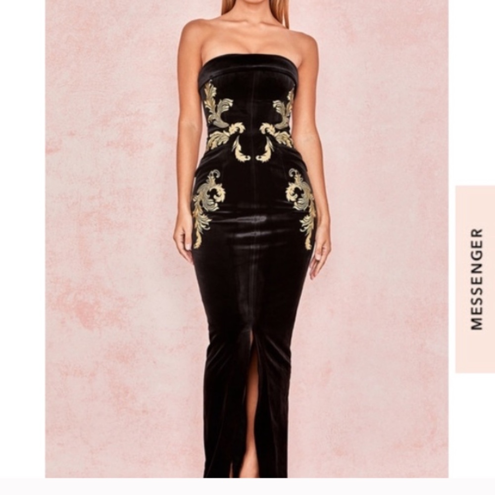 House of CB Athenea Black Velvet Dress